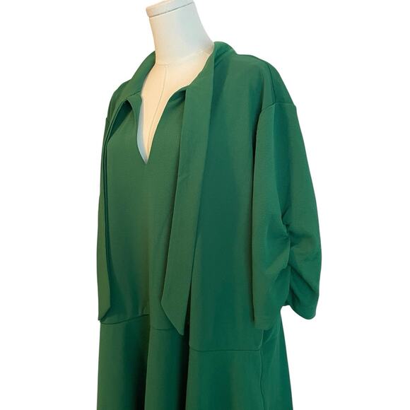 Ashley Stewart Dress Size 30/32 Midi Roched Sleeve Career Business Event NEW - Picture 3 of 8